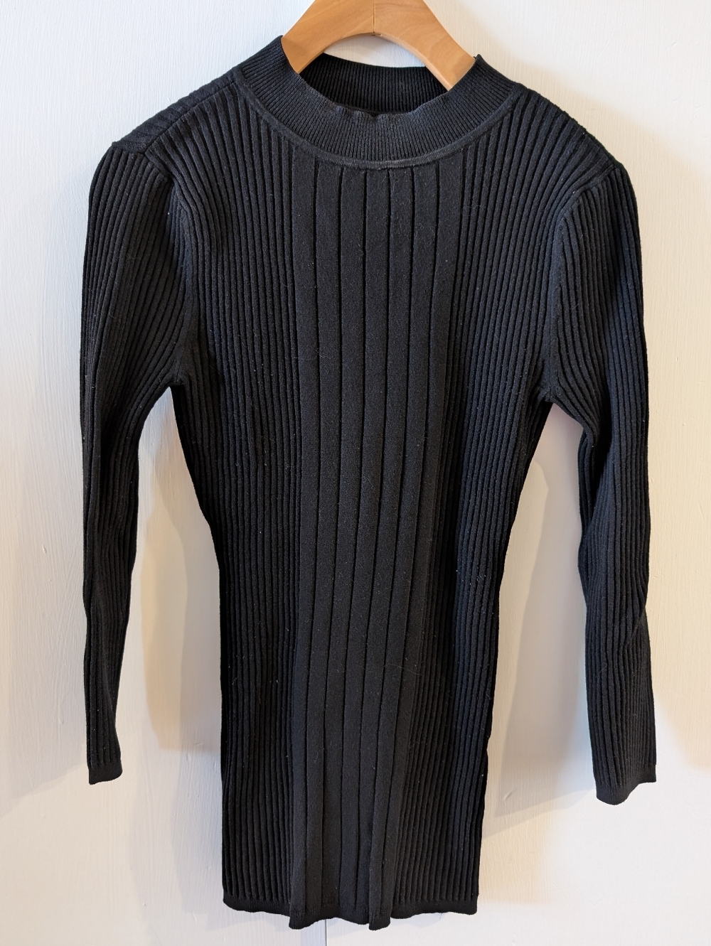 White House Black Market | Black Mock Neck Ribbed Sweater